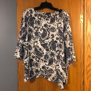 The Limited - white and blue paisley printed shirt